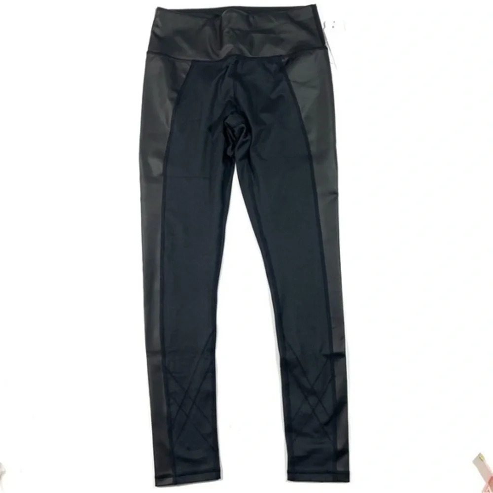 New Splendid Mixed Media Leggings Black Faux Leather